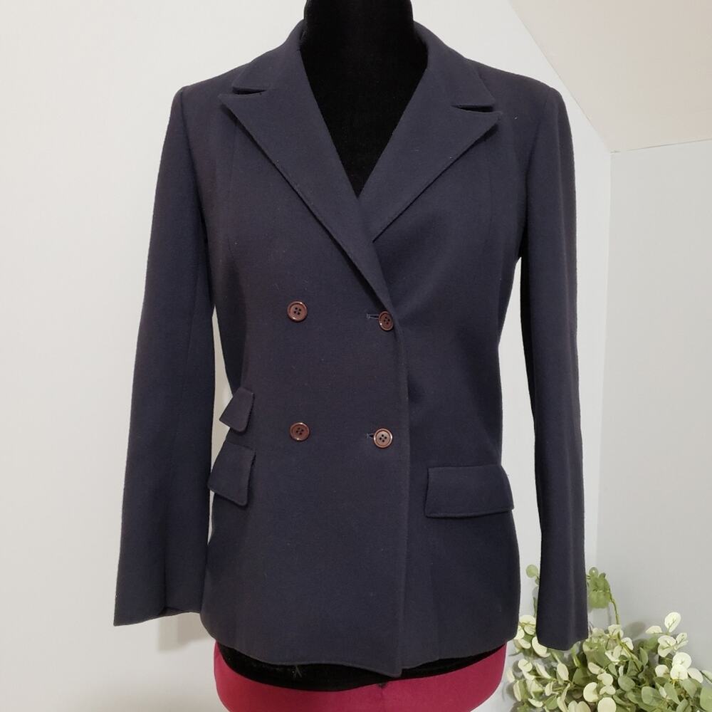 Import Image Vintage Double Breasted Longline Blue Career Blazer Suit‎ Jacket